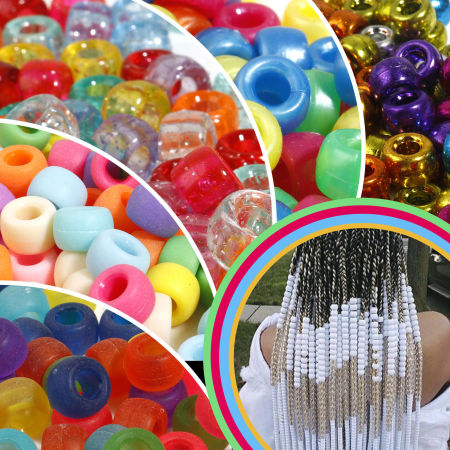 Acryl Haarflechten Dreadlock Perlen Trommel Zufällig Mix 9mm x 6mm, 500 Stück