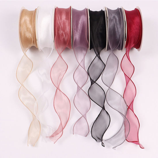 Picture of Organza Satin Gift Flower Packaging Ribbon Multicolor 4cm