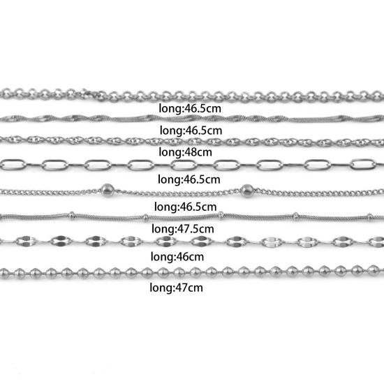 Picture of Wholesale Link Chain Necklace, Silver Tone 304 Stainless Steel, Unisex Stylish Minimalist Gift Jewelry For Retailer