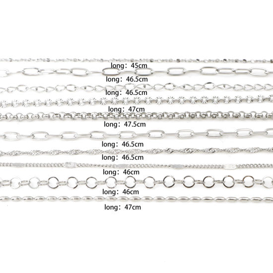 Изображение 304 Нержавеющая Сталь Цепи Ожерелья Серебряный Тон 1 ШТ