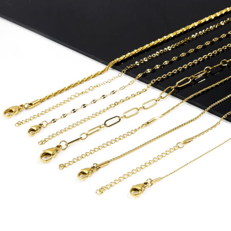 304 Acero Inoxidable Cadenas Collares Chapado en Oro 1 Unidad
