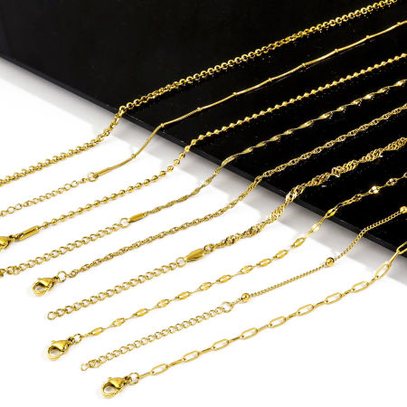 Image de Colliers En Gros Doré en 304 Acier Inoxydable, Chaînes, Unisexe Élégant Minimaliste Cadeau Bijoux pour Détaillants 1 Pièce