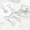 Picture of 304 Stainless Steel Keychain & Keyring Silver Tone Geometric Blank Stamping Tags Two Sides