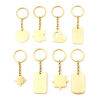 Picture of 304 Stainless Steel Keychain & Keyring Gold Plated Geometric Blank Stamping Tags Two Sides