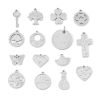 Picture of 1 Piece 304 Stainless Steel Blank Stamping Tags Charms Cross Heart Silver Tone