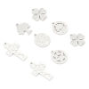 Picture of 1 Piece 304 Stainless Steel Blank Stamping Tags Charms Cross Heart Silver Tone