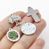 Picture of 304 Stainless Steel Charms Silver Tone Multicolor Heart Tree Enamel