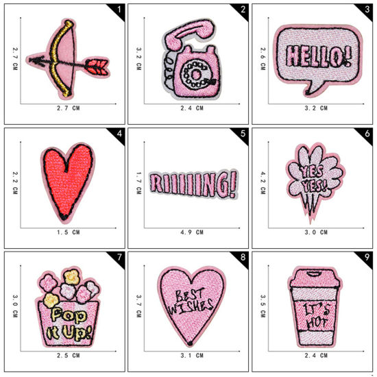 Imagen de Tejido Apliques de Parches Autoadhesivos DIY Scrapbooking Craft Rosado 5 Unidades