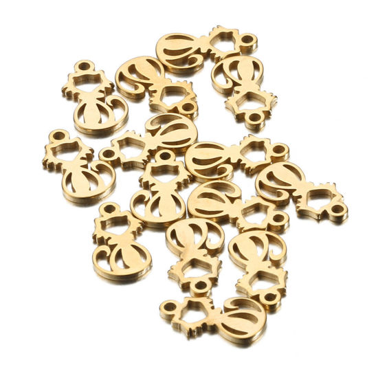 Bild von 202 Edelstahl Haustier Silhouette Charms Katze Bunt Hohl 12mm x 6mm, 10 Stück
