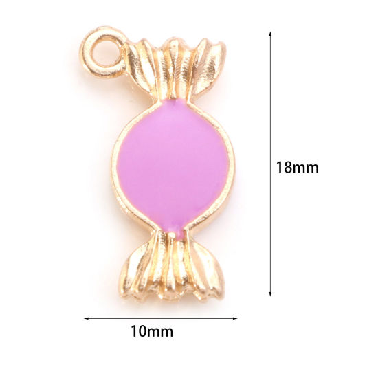 Picture of Zinc Based Alloy Charms Gold Plated Multicolor Candy Double Sided Enamel 18mm x 10mm