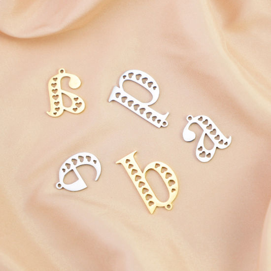 Изображение 304 Нержавеющая Сталь Подвески Строчные буквы Разноцветный Сердце ажурная резьба 1 ШТ