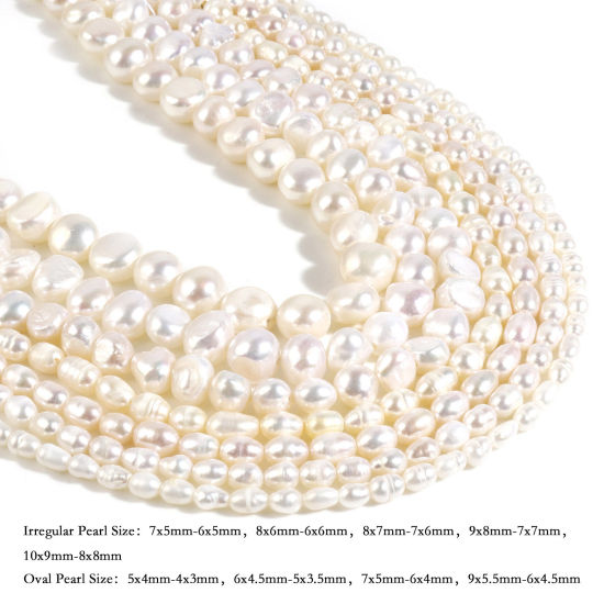 Image de ( Naturel ) Perles Baroque en Perles de Culture d'Eau Douce Irrégulier Blanc, 1 Enfilade