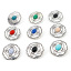 Image de Bouton de Haute Couture Style Bohème en Alliage de Zinc 1 Trou Argent Vieilli Multicolore Fleur Motif Sculpté Avec Cabochons en Résine 3cm x 2.9cm, 3 Pcs