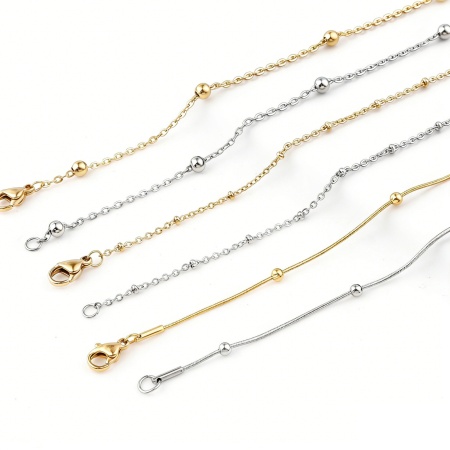 Image de Colliers En Gros Multicolore en 304 Acier Inoxydable, Fait Main Chaîne Maille Bille, Unisexe Minimaliste Cadeau Bijoux pour Détaillants 1 Pièce