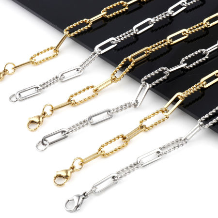 Picture of Wholesale Handmade Link Cable Chain Necklace, Multicolor 304 Stainless Steel, Unisex Stylish Minimalist Gift Jewelry For Retailer