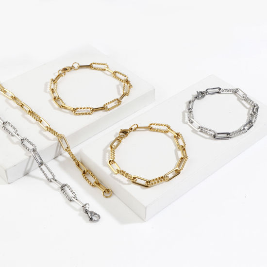 Image de Colliers en 304 Acier Inoxydable Chaîne Maille Forçat Multicolore Fait Main 1 Pièce