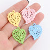 Bild von Zinklegierung Charms Blatt mehrfarbig lackiert 25 mm x 20 mm