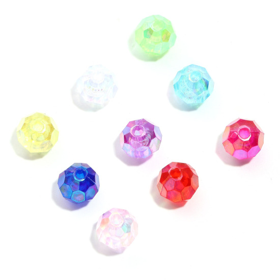 Picture of Acrylic Beads Round Multicolor AB Rainbow Color Faceted About 8mm Dia.