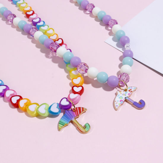 Immagine di Lega di Zinco Tempo Collezione Charms Oro Placcato Multicolore Ombrello Smalto 22mm x 21mm , 10 Pz