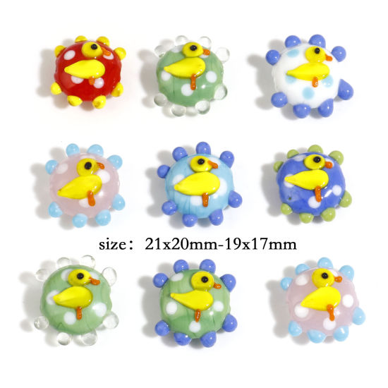 Picture of Lampwork Glass Beads Round Multicolor Duck About 21x20mm - 19x17mm