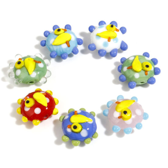 Picture of Lampwork Glass Beads Round Multicolor Duck About 21x20mm - 19x17mm