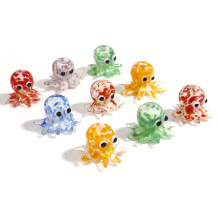 Muranoglas Ozean Schmuck Perlen Kraken Bunt Punkt ca 22mm x 16mm, Loch:ca. 1.8mm, 2 Stück
