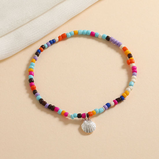 Picture of Glass Boho Chic Bohemia Beaded Anklet Multicolor Round