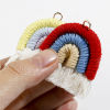 Picture of Cotton Braided Tassel Pendants Rainbow Multicolor Handmade 4cm x 3.5cm