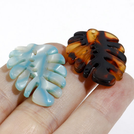 Picture of Acetic Acid Resin Acetate Acrylic Acetimar Marble Flora Collection Charms Multicolor Monstera Leaf 