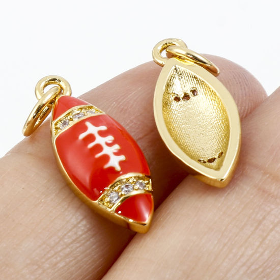 Picture of Brass Sport Charms 14K Gold Plated Multicolor Football Enamel                                                                                                                                                                                                 