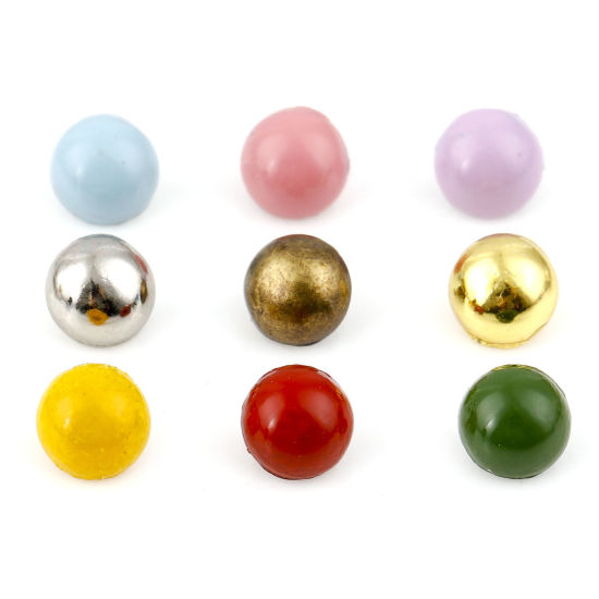 Picture of Zinc Based Alloy Metal Sewing Shank Buttons Single Hole Multicolor Mushroom 4mm Dia.