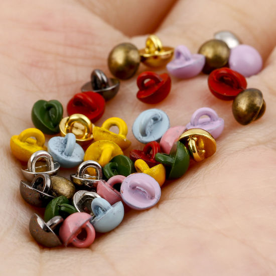 Picture of Zinc Based Alloy Metal Sewing Shank Buttons Single Hole Multicolor Mushroom 4mm Dia.