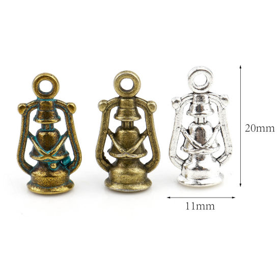 Imagen de Zamak 3D Colgantes Charms Lámpara de Kerosene Multicolor 20mm x 11mm, 20 Unidades