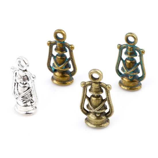 Imagen de Zamak 3D Colgantes Charms Lámpara de Kerosene Multicolor 20mm x 11mm, 20 Unidades