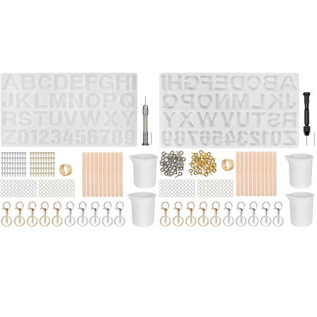 Silicone Resin Mold DIY Keychain Kit For Jewelry Making Initial Alphabet/ Capital Letter White