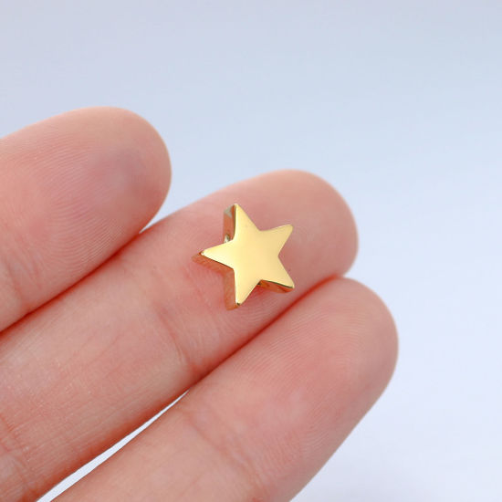 Imagen de Acero Inoxidable Galaxia Cuentas Estrellas de cinco puntos Multicolor Pulido 10mm x 9.5mm, Agujero: Aprox 1.6mm, 5 Unidades