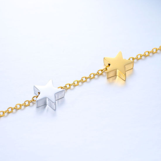 Imagen de Acero Inoxidable Galaxia Cuentas Estrellas de cinco puntos Multicolor Pulido 10mm x 9.5mm, Agujero: Aprox 1.6mm, 5 Unidades