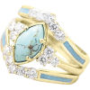 Picture of Turquoise (Imitated) Boho Chic Bohemia Unadjustable Rings Marquise Clear Rhinestone