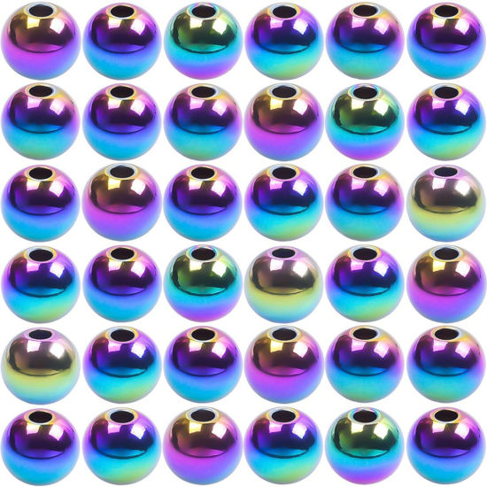 Image de Perles en Acier Inoxydable Rond Multicolore 10 Pcs