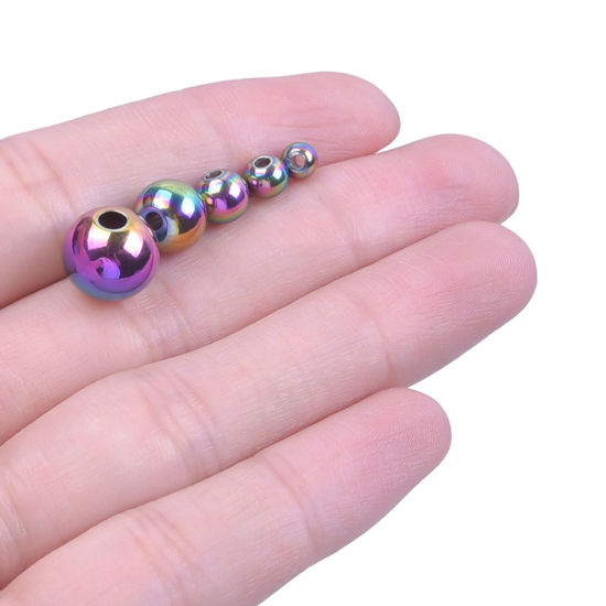 Image de Perles en Acier Inoxydable Rond Multicolore 10 Pcs