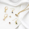 Picture of Brass Birthstone Charms Round Real Gold Plated Multicolour Cubic Zirconia 8mm x 5mm