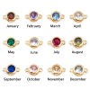 Imagen de Latón piedra del zodíaco Conectores Oro Real Chapado Ronda Multicolor Circón Artificial 9mm x 5mm, 2 Unidades