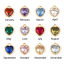 Brass Birthstone Charms Heart Real Gold Plated Multicolour Cubic Zirconia 8mm x 6mm