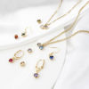 Picture of Brass Birthstone Charms Heart Real Gold Plated Multicolour Cubic Zirconia 8mm x 6mm