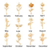 Picture of Brass Birth Month Flower Connectors Real Gold Plated Flower
