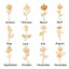 Immagine di Ottone Fiore del Mese di Nascita Connettore Accessori Vero Oro Placcato Fiore Disegno 2 Pz