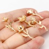Picture of Brass Birth Month Flower Connectors Real Gold Plated Flower
