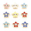 Picture of Brass Religious Beads Real Gold Plated Multicolor Pentagram Star Evil Eye Enamel About 11mm x 11mm