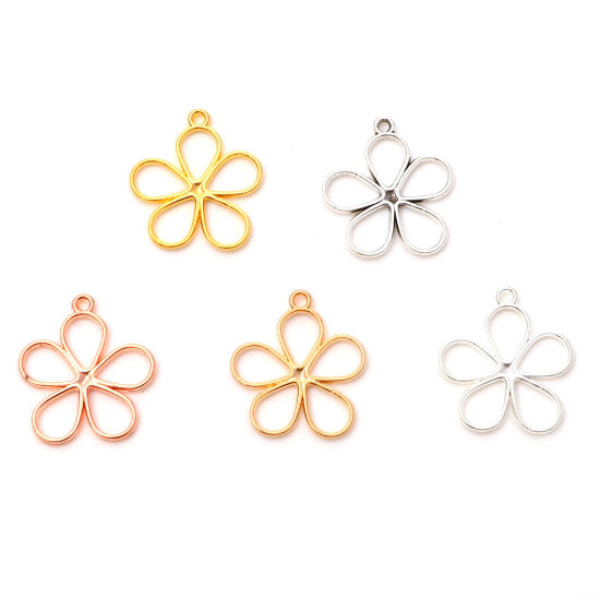 Picture of Zinc Based Alloy Charms Multicolor Flower Hollow 19mm x 17mm