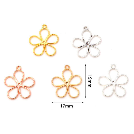 Picture of Zinc Based Alloy Charms Multicolor Flower Hollow 19mm x 17mm